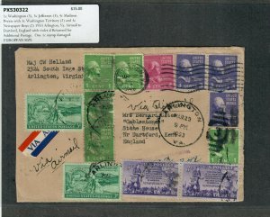 1953 Prexie Cover 1c Washington (5), 3c Jefferson (3), 4c Madison Arlington VA