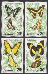 Jamaica 398-401, 401a sheet, MNH. Mi 398-401,Bl.8. Butterflies, 1975. Graphium