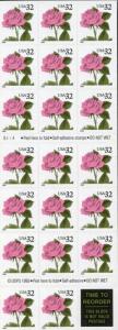 1995 32c Pink Rose, Booklet of 20 Scott 2492 Mint F/VF NH