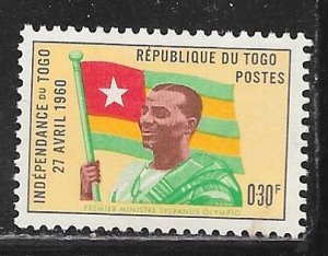 Togo 376: 30c Sylvanus Olympio, President, national flag, MH, VF