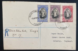 1939 Niuatobutabu Tonga Toga Registered Cover to England Queen Salote Tabou