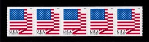 2018 American Flag coil (50c) Sc 5260 PNC5 plate number strip of 5 P111