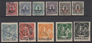 Bavaria Sc 256-275 used 1920 Deutsches Reich ovpts cplt incl shades, F-VF