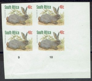 SOUTH AFRICA 1997 RABBIT 40C ERROR IMPERF BLOCK MNH **