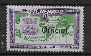 NEW ZEALAND SGO148 1940 CENTENARY 6d EMERALD-GREEN & VIOLET OFFICIAL MTD MINT