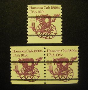 Transportation Coils, Scott 1904a, Pair & single, MNH Coil Beauty