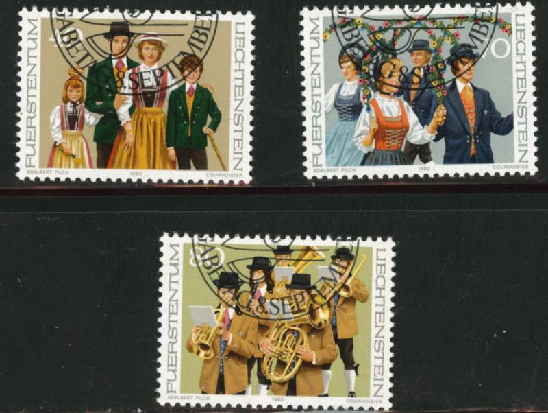 LIECHTENSTEIN Scott 694-6 used CTO 1980 costume set