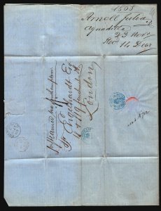 Puerto Rico 1868 British PO Stampless Cover to London - Z17317