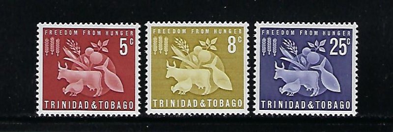 TRINIDAD & TOBAGO- SCOTT #110-112 1963 FREEDOM FROM HUNGER   MINT NEVER HINGED