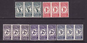 South Africa-Sc#J30-3- id9-unused NH Postage Due set-extra shade [bright vio] of