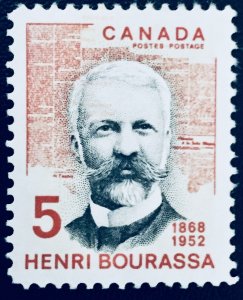 Canada #485 5¢ Henri Bourassa (1968). Unused. NG