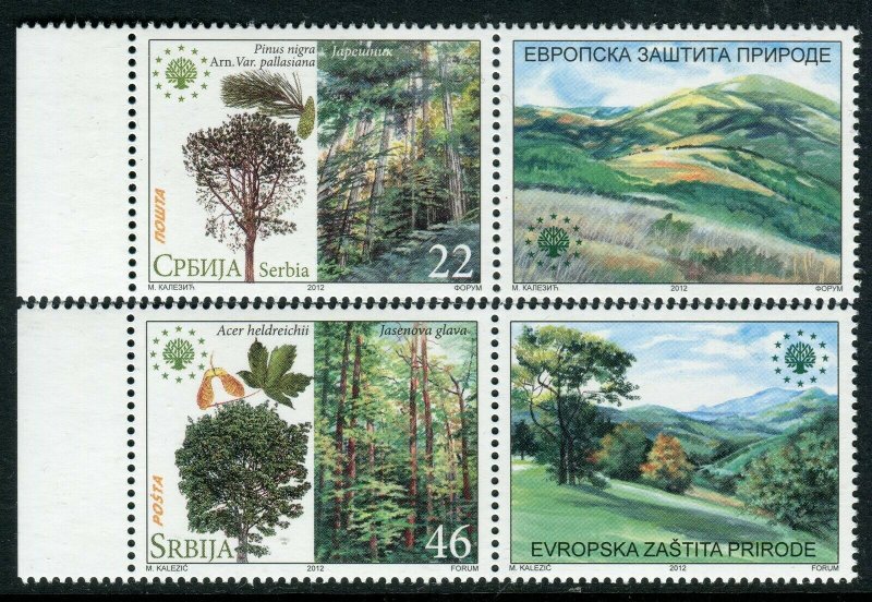 0489 SERBIA 2012 - European Nature Protection - Pine - MNH Set + Label