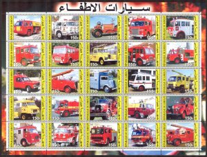 Djibouti 2003 Fire Trucks Sheet of 25 MNH