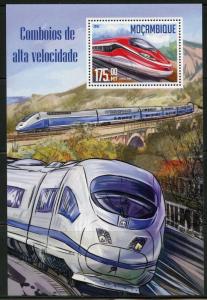 MOZAMBIQUE  2016 HIGH SPEED TRAINS  SOUVENIR  SHEET MINT NEVER HINGED