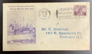 729 Grimsland Cachet 1933 Century of Progress  FDC  P-53a