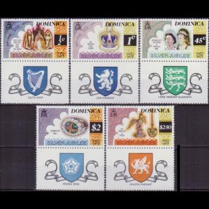 DOMINICA 1977 - Scott# 521A-5A QEII Reign New Cols Set of 5 NH