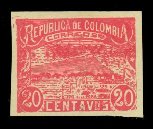 COLOMBIA 1902 - Barranquilla - La Popa 20c rose Sc# 205var PRINTED ON BOTH SIDES