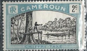 Cameroun J1 (mh) 2c man felling tree, lt blue & black (1925)