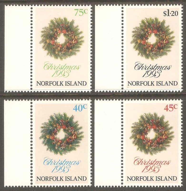 NORFOLK ISLAND Sc# 546 - 549 MNH FVF Set-4 Christmas Wreath Xmas