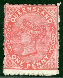 Australia States QUEENSLAND QV SG.136a 1d Scarlet (Die II) Mint MM c£65-CBLUE104