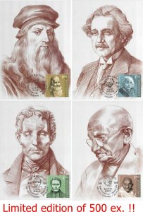 Moldova 2019 maxi cards famous people Gandhi Braille Einstein da Vinci