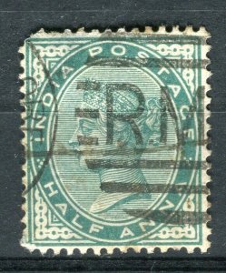 INDIA; 1890s early classic QV issue fine used value + Lettered Postmark