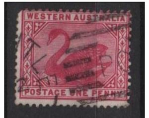 Western Australia 1890  Scott 62 Wmk Crown +CA used, 1p Swan