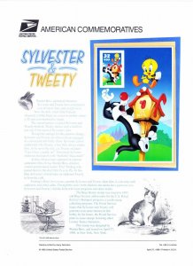 USPS Commemorative Panel 538 #3204 Sylvester & Tweety Imperforate Single 1998