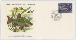 Yugoslavia 1296 1976 Robin. Fish. Marine Life. U/A World Wildlife Fund FDC.