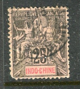 FRENCH INDO-CHINE; 1890s early classic Tablet issue used shade of 25c. value