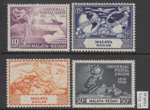 XG-W550 MALAYA - Kedah, 1949 Upu 75Th Anniversary SG72/75 MNH Set