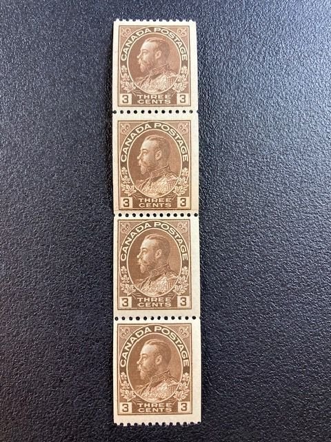 Canada #134i F / VF Mint Never Hinged Paste Up Strip of Four