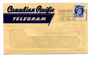 Scarce 4c War Issue Grain El. Travelers PERFIN 1943 slogan Canada cover