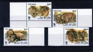 India 1999 WWF Asiatic Lion Set (4) MNH VF Sc# 1765/1768 