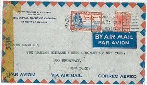 28645  - BAHAMAS - Postal History - AIRMAIL COVER to USA 1943 - US CENSOR