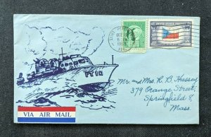 1943 Illustrated Patriotic Airmail Cover St Peterburg FL to Springfield MA