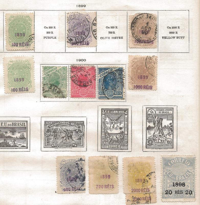 Brazil, small collection on pages from 1899 Scott album