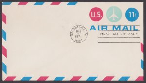 UNITED STATES USA - 1971 11c AIRMAIL POSTCARD - FDI