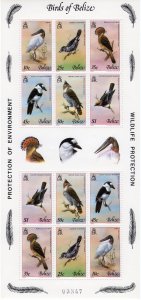 Belize 1980 Sc#500g. BIRDS OF BELIZE Sheet of 12 MNH