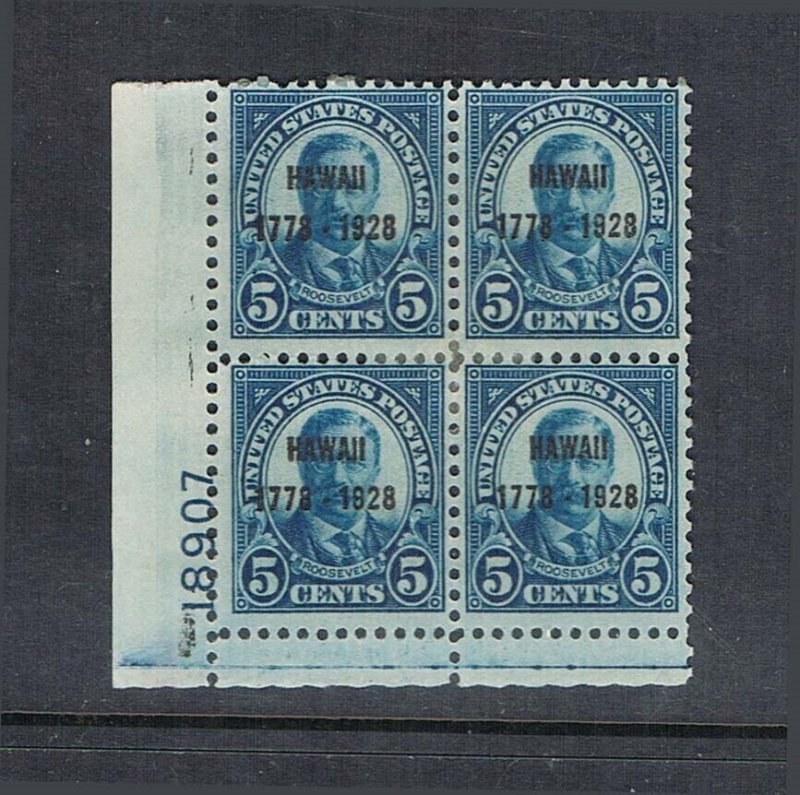 United States stamped 1928 Sc 648 PL Block of 4 MH