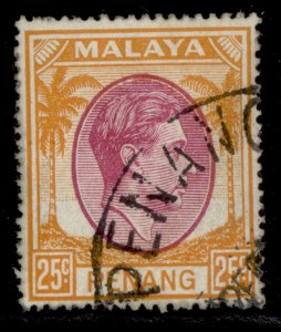 MALAYSIA - Penang GVI SG16, 25c purple & orange, FINE USED.