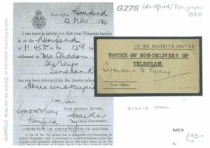 G276 1930 GPO 'Notice of Non-Delivery of Telegram' Romford Sandbanks