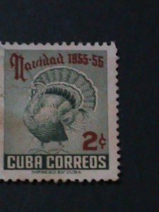 ​CUBA-SC#547 CHRISTMAS'55-TURKEY-MH-VF-69 YEARS OLD  STAMP HARD TO FIND