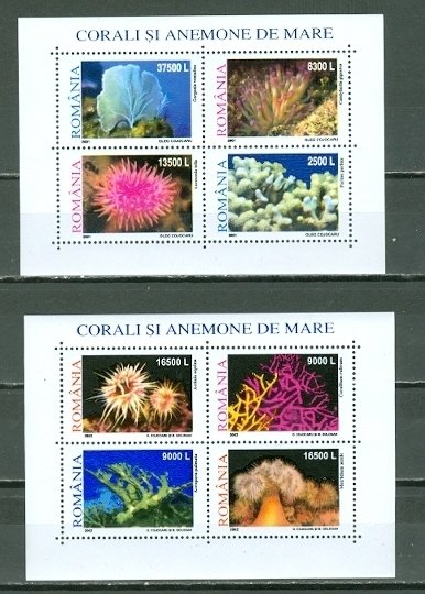 ROMANIA 2001 CORALS #4483-84 SET  SHEETS MNH...$10.50