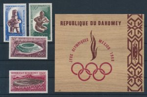 [118207] Benin Dahomey 1968 Olympic Games Football with Souvenir Sheet MNH