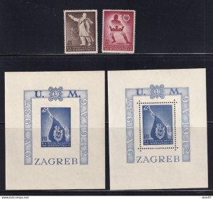 Croatia 1942 Mi Block 3A+3B Perf+Imperf MLH/MNH+ stamps Mi 91-2 15655