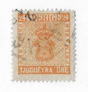 Sweden Sc #10  24ore  yellow orange used VF