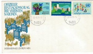 United Nations Vienna 1979 FDC Stamps Scott 1/3-4 Birds Peace Park Definitives