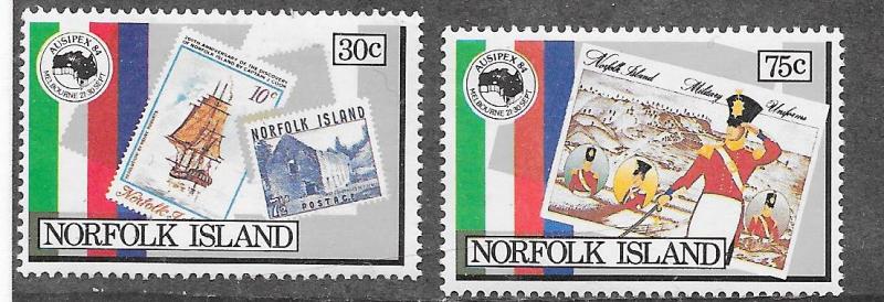 Norfolk Islands #344 & 346 AUSIPEX 84 (MNH) CV$1.75