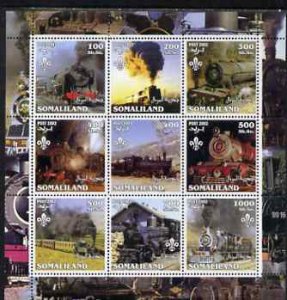 SOMALILAND - 2002 - Steam Trains #2 - Perf 9v Sheet - M N H-Private Issue